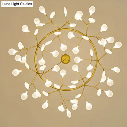 Gold-toned decorbites™ modern metal LED dining room chandelier with circular frame and frosted glass bulbs 110v-120v 220v-240v