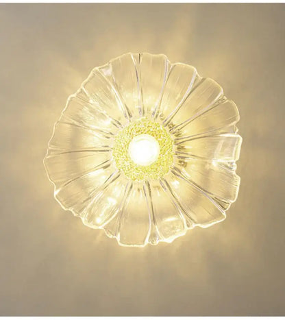 Decorbites modern nordic clear glass ceiling lights with petal design and yellow green textured accent e27 ceiling lights