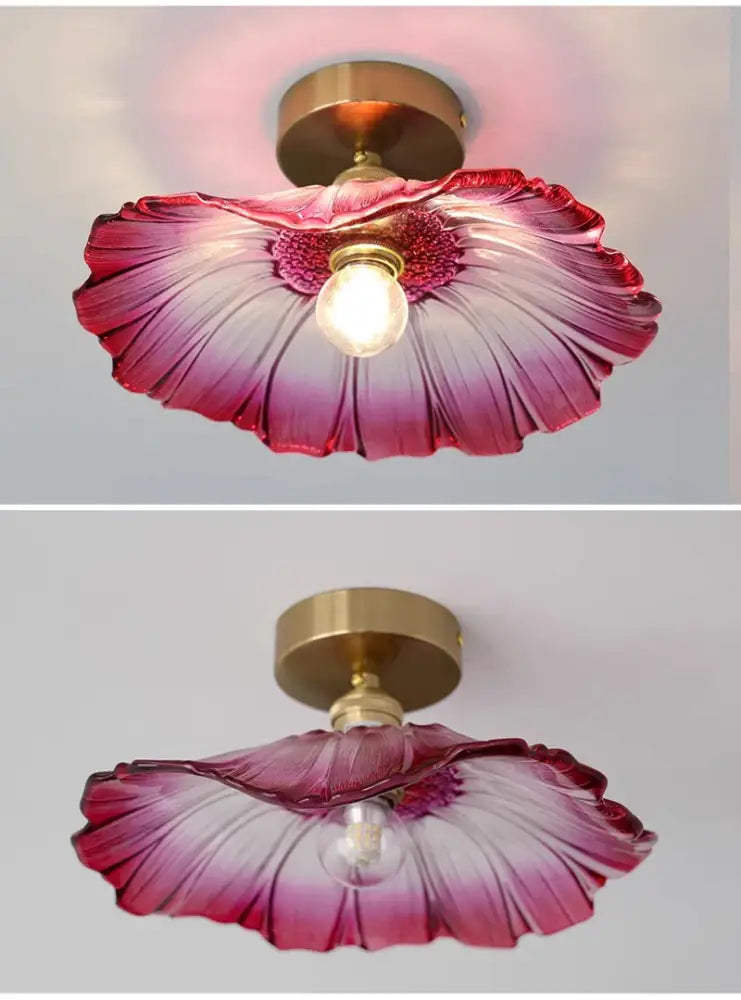DecorBites™ modern Nordic glass ceiling lights with gradient pink to lavender petals featuring an e27 ceiling bulb
