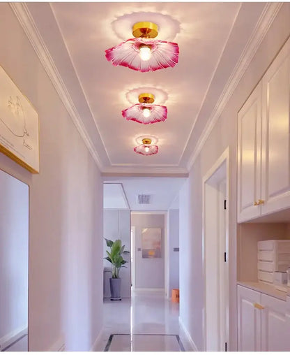 Pink glass flower ceiling light with gold accents from decorbites™ modern nordic e27 ceiling lights for home interiors