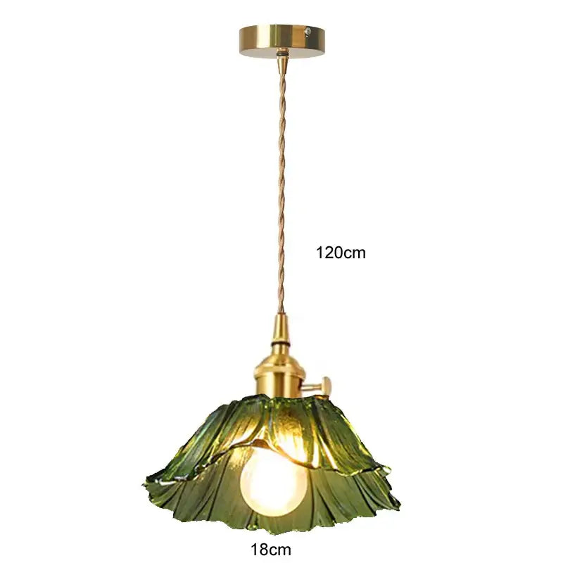 Decorbites™ modern nordic ceiling lights with brass-finished e27 ceiling mount and green glass petal-shaped shade