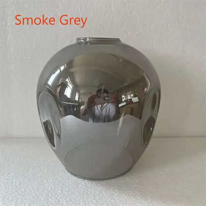 DecorBites™ modern nordic lustre glass chandelier with smoke grey spherical glass lampshade and glossy finish