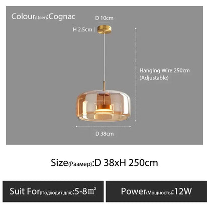 DecorBites™ modern nordic glass pendant lamp with cognac-colored glass and gold metal fixture for restaurant pendant use