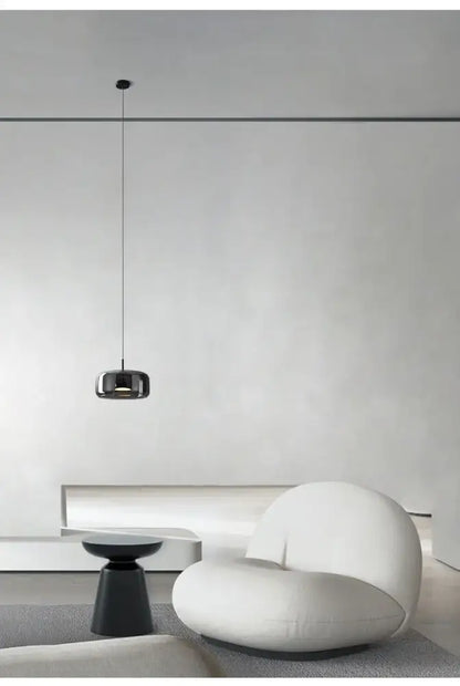 Decorbites™ modern nordic glass pendant lamp with dark metallic finish and rounded glass shade for stylish lighting