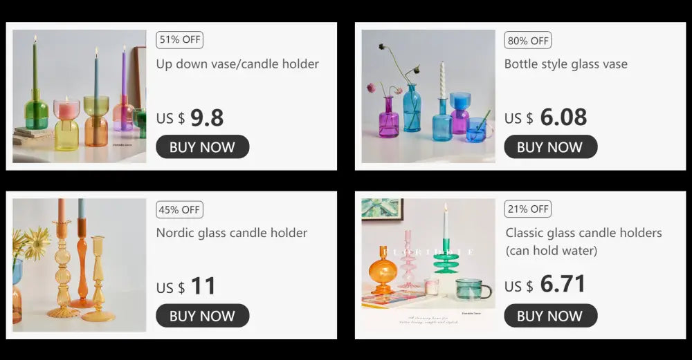 Decorbites modern nordic glass vases set featuring colorful glass candle holders with a minimalist design to decorate root spaces