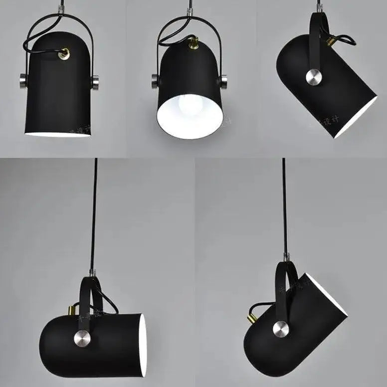 DecorBites™ modern nordic hanging lights black matte pendant light with cylindrical shade and silver hardware accents energy-efficient