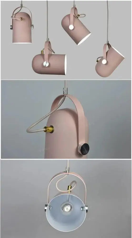 Pink cylindrical matte finish decorbites™ modern nordic hanging lights with adjustable arms for versatile lighting angles