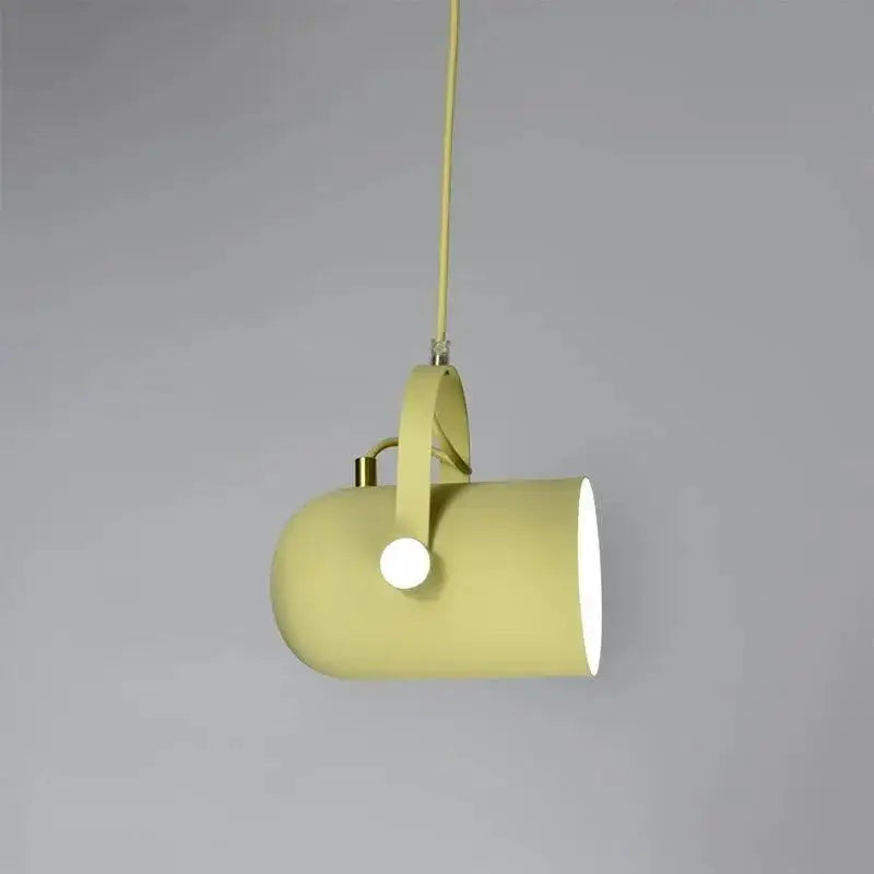 A sleek matte yellow cylindrical energy-efficient hanging light from decorbites modern nordic hanging lights collection