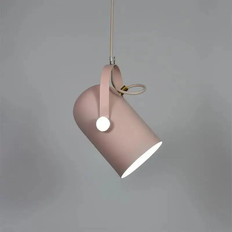 Decorbites™ modern nordic hanging lights soft pink matte cylindrical pendant with fabric strap energy-efficient hanging lights
