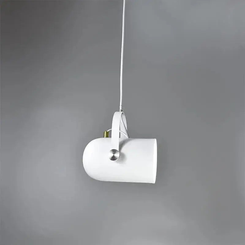 White cylindrical DecorBites™ modern Nordic hanging lights with sleek minimalist design and metallic energy-efficient hanging lights