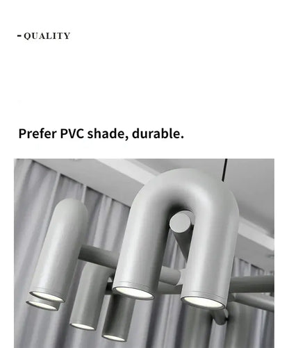 DecorBites™ modern Nordic led ceiling chandelier with matte gray pvc u-shaped pendant and minimalist design