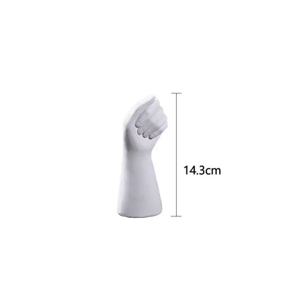 White ceramic modern nordic style hand vase shaped as a clenched fist 14.3cm tall by DecorBites