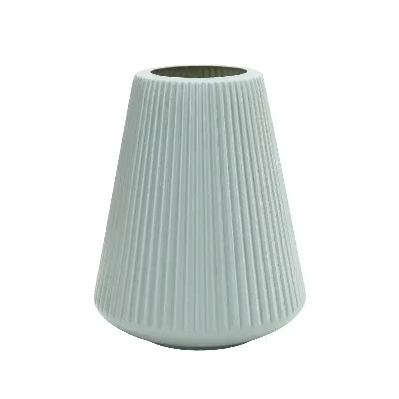 A sleek light gray ceramic decorbites modern nordic vase with vertical ribbed texture for creative vase home decor
