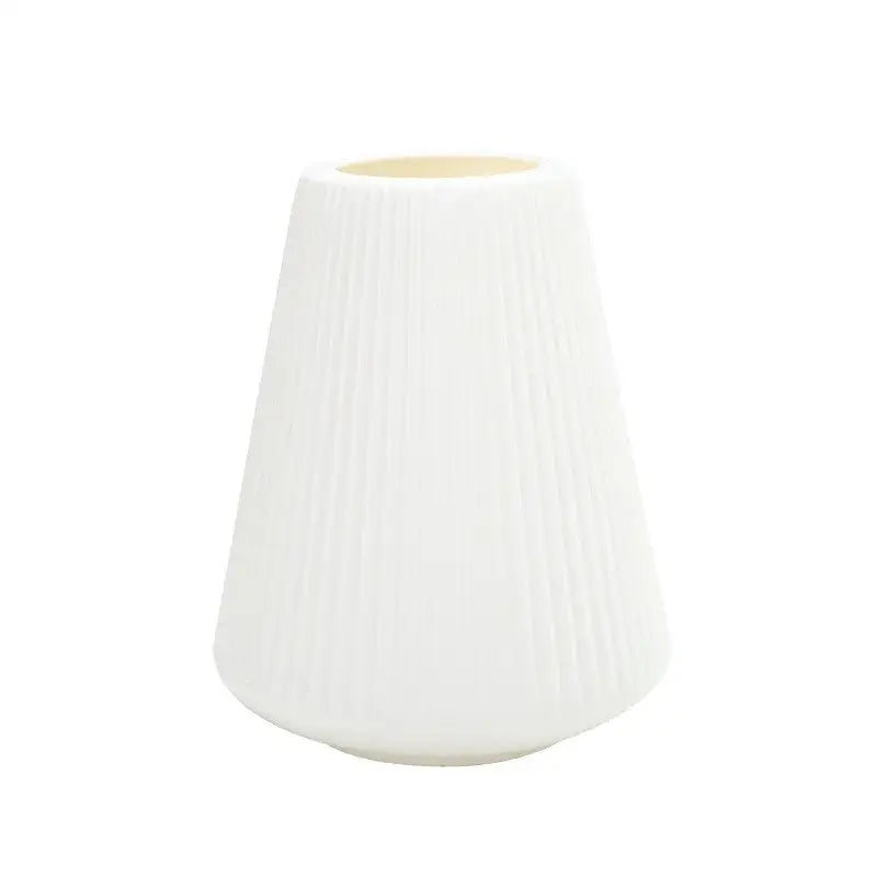 White ceramic DecorBites™ modern nordic vase with vertical pleats for creative vase home decor display