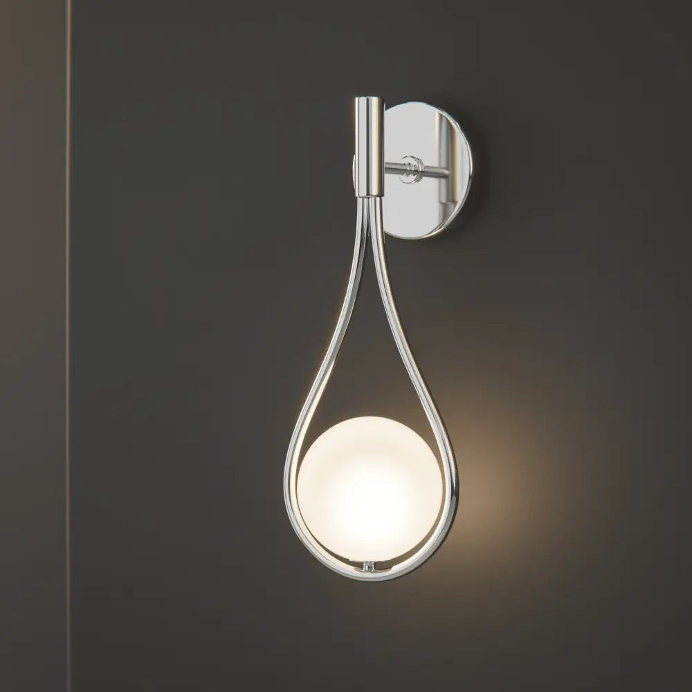 Decorbites modern nordic livi wall lamp chrome teardrop wall lamp with frosted glass globe for indoor use