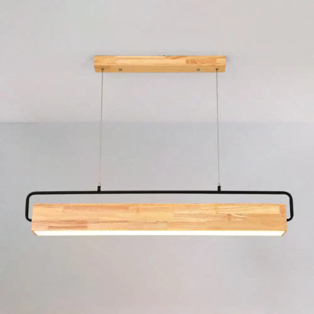 Modern nordic decorbites™ island pendant light with natural wood finish and black metal frame for 110v-120v 220v-240v use