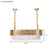 Decorbites modern oblong island pendant lamp with crystal rods gold and clear glass chandelier with twisted gold cords