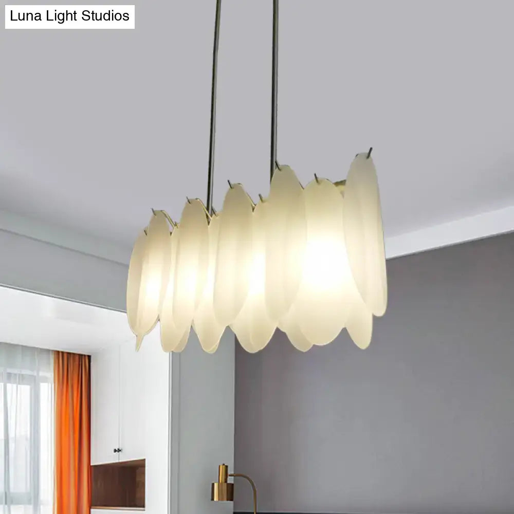 DecorBites modern oval panel ceiling light with cream milk glass and layered petal design for led incandescent fluorescent bulbs