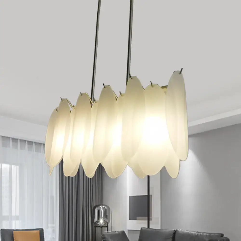 DecorBites modern oval panel pendant light with milk glass cream petal shades and gold finish ceiling light fixture