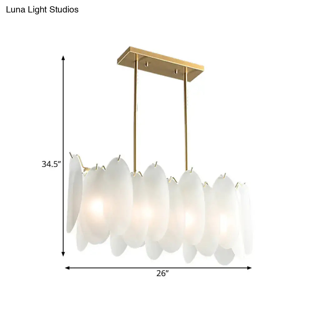 DecorBites modern pendant ceiling light with gold finish and milk glass frosted leaf-shaped shades for led incandescent use