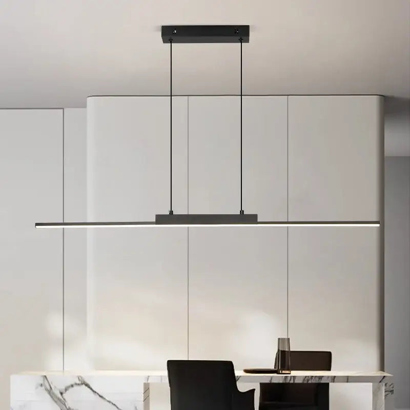 Decorbites™ modern black rectangular pendant light with sleek linear design and minimalist cables for dining room pendant lights