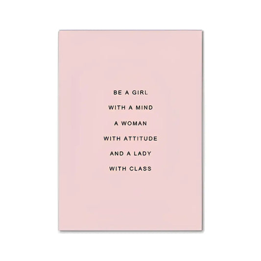DecorBites™ modern pink aesthetic wall art featuring a pink rectangular print with bold black inspirational text