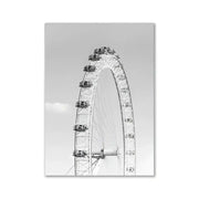 Black-and-white photograph of the london eye in decorbites™ modern pink aesthetic wall art set with minimalist pink aesthetic