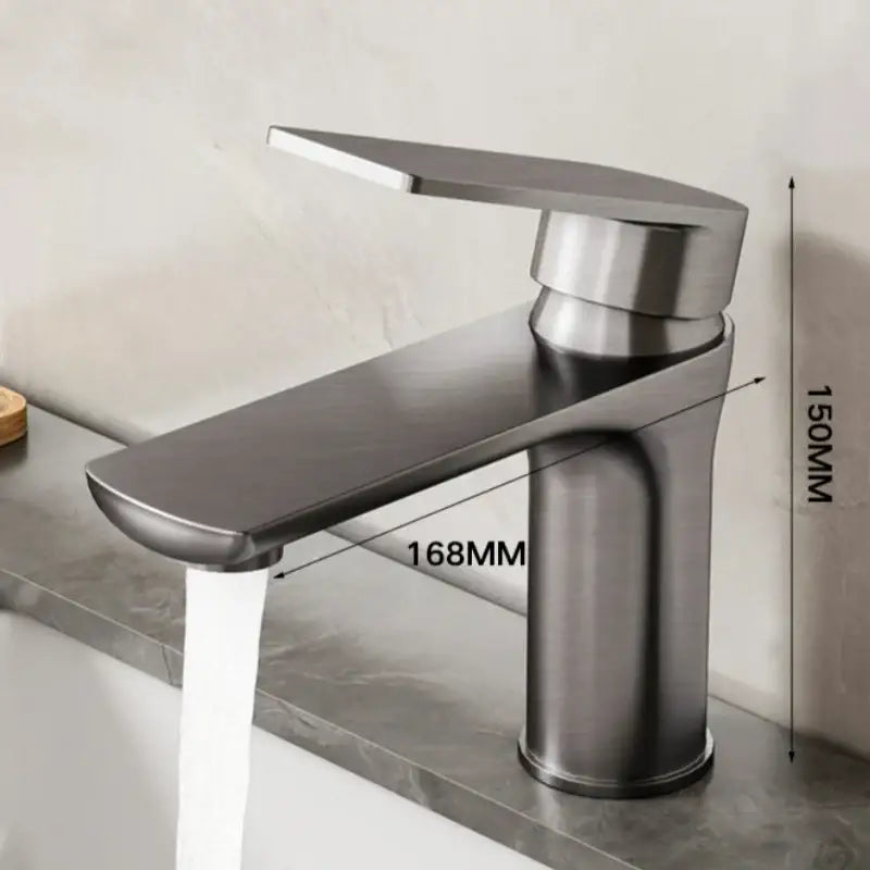 Decorbites™ modern stainless steel bathroom sink faucet with matte black finish and sleek minimalist design