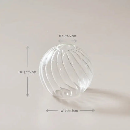 DecorBites modern transparent glass vase with vertical ribbed texture and 2cm mouth to decorate root spaces