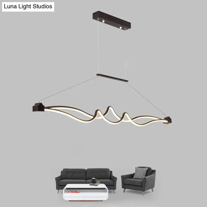 DecorBites modern black and white LED island pendant with sleek wave design for dining room max bulb wattage 60W