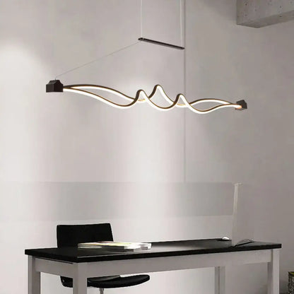 DecorBites modern twisted black and gold island pendant led ceiling light with sleek wave design for dining room maximum bulb wattage