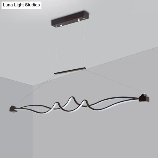 DecorBites modern black and white LED island pendant with sleek wave design for dining room maximum bulb wattage use