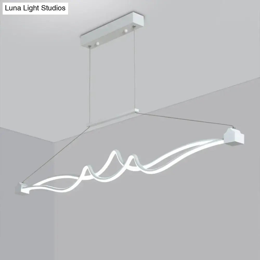 Decorbites modern twisted island pendant led ceiling light with wave design in white for metallic dining room maximum bulb wattage
