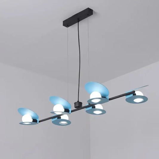 Modern blue and black metallic island ceiling light with sleek minimalist design hanging lamp kit for dining room