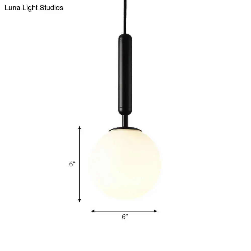 Decorbites modernist pendant light with black gold finish and white glass frosted globe adjustable sizes inches fixture