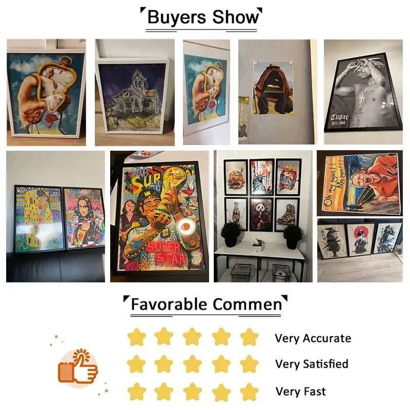 Collection of framed decorbites™ mona lisa bathroom wall art featuring vibrant pop culture and abstract designs