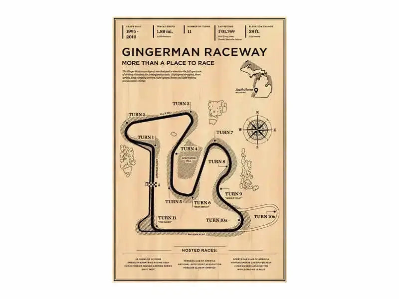 Vintage-style beige DecorBites monaco grand prix racing poster featuring black ink line art of gingerman raceway layout