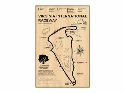 DecorBites™ monaco grand prix racing poster featuring vintage-style virginia international raceway map on beige textured paper