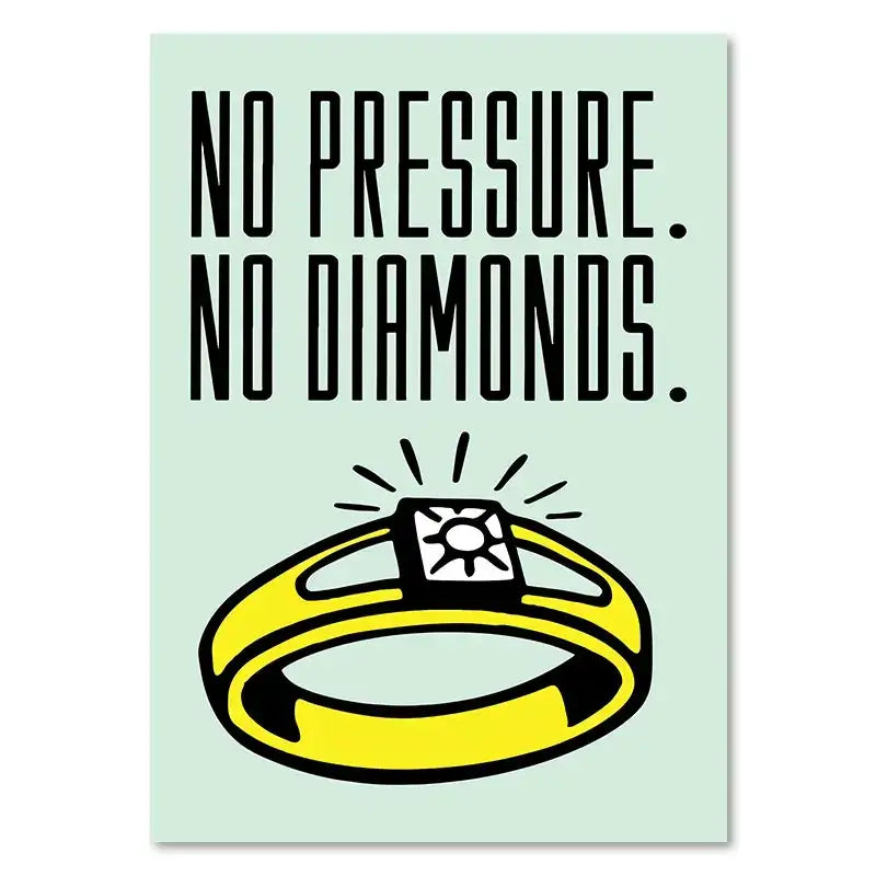 Yellow cartoon ring with a square diamond centerpiece featured in decorbites™ monopoly millionaire canvas wall art painting