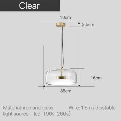 Decorbites™ moroccan amber modern nordic pendant light with clear glass shade brass iron fixture and adjustable black wire