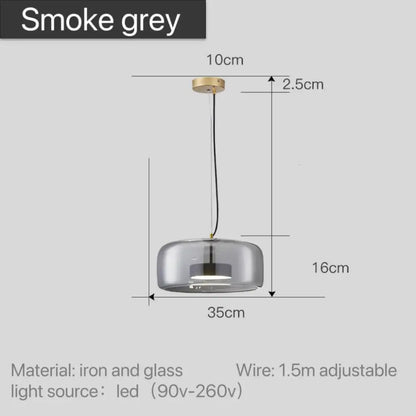 Decorbites™ moroccan amber modern nordic pendant light with smoke grey glass shade brass iron mount and led bulb