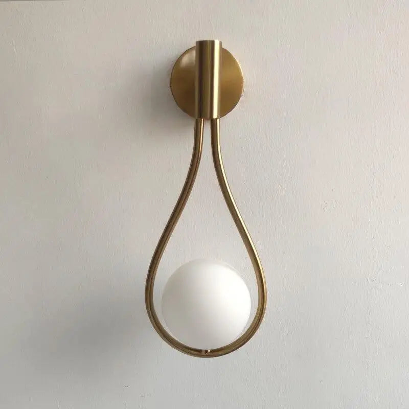 Decorbites™ moroccan gold modern nordic wall lamp gold-toned teardrop wall lamp with frosted white glass shade