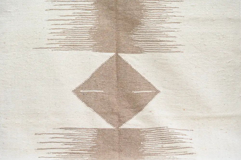 Beige geometric patterned moroccan handmade azilal rug with diamond and line motifs by decorbites 300x200cm