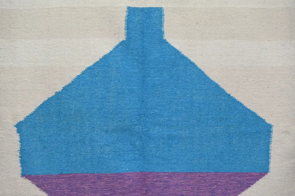 Decorbites™ moroccan handmade traditional azilal rug 307 x 196 cm with vibrant blue and purple geometric vase tapestry