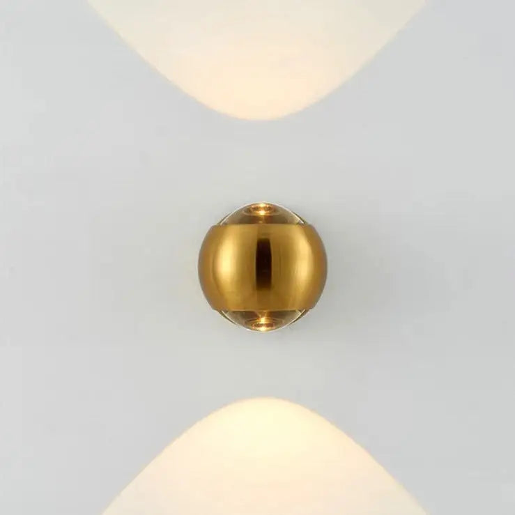 Decorbites™ moroccan modern black brass led wall lamp with gold-toned spherical brass led wall sconce and frosted diffuser