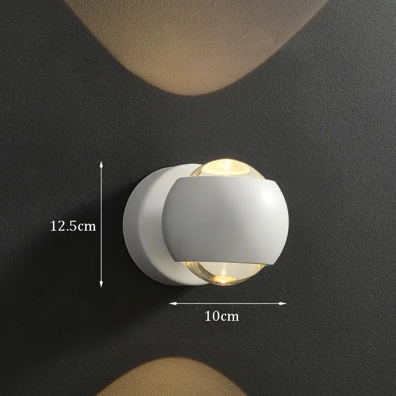 Decorbites Moroccan modern black brass led wall lamp with white spherical frosted glass dome and warm glow