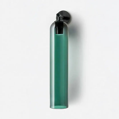 Decorbites™ sleek glass wall sconce with teal translucent glass and black metal bracket designed for energy-efficient led bulbs