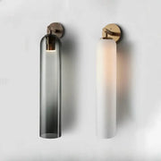 Decorbites™ moroccan sleek glass wall sconce with dark smoked and frosted white glass and brass hardware for energy-efficient led bulbs