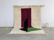 Cream-colored decorbites™ traditional azilal rug with bold burgundy black and green geometric design 298x220cm