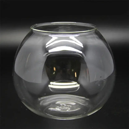 Clear glass ball glass vase with smooth rounded shape and thickened rim for desktop decor by decorbites